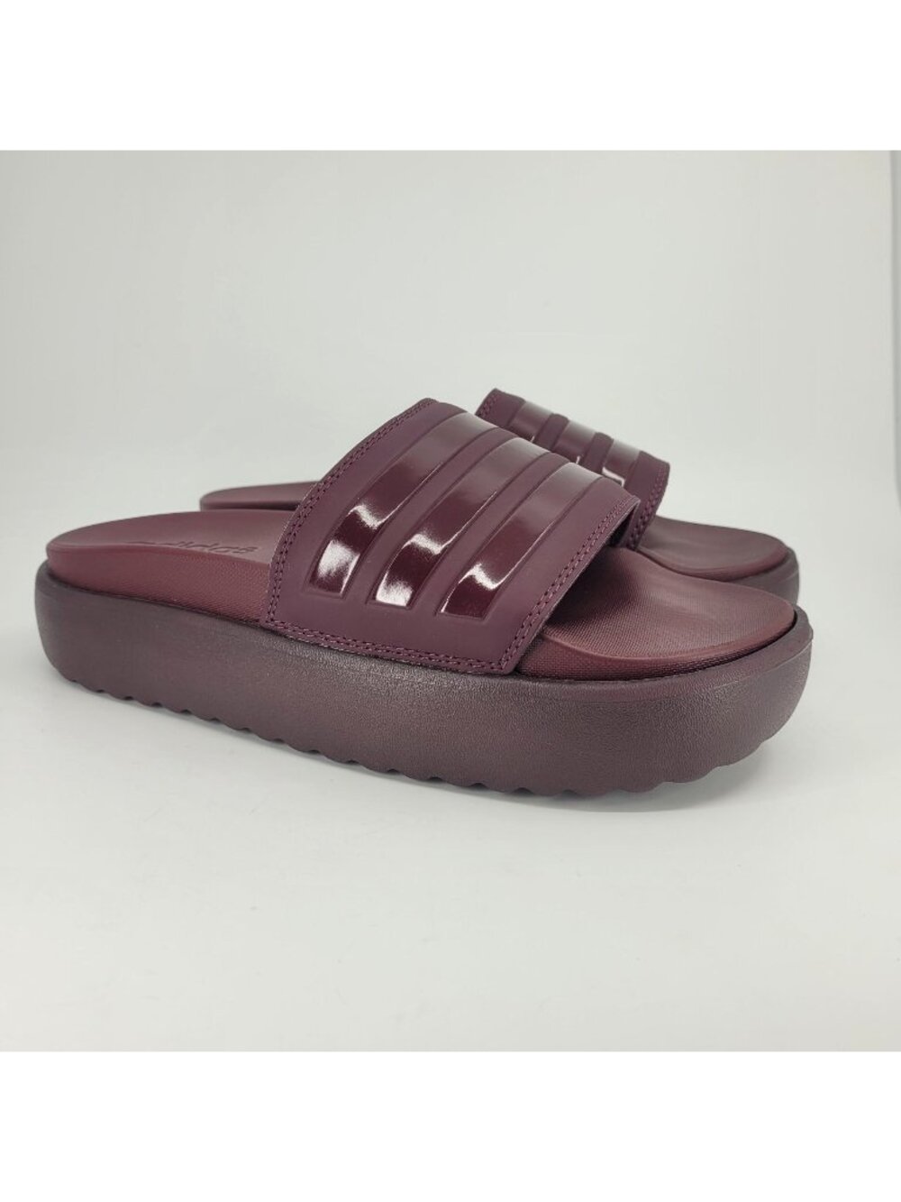 Adidas ADILETTE Platform Slides Sandals Deep Maroon Women's 7 EU 39 EUC NICE